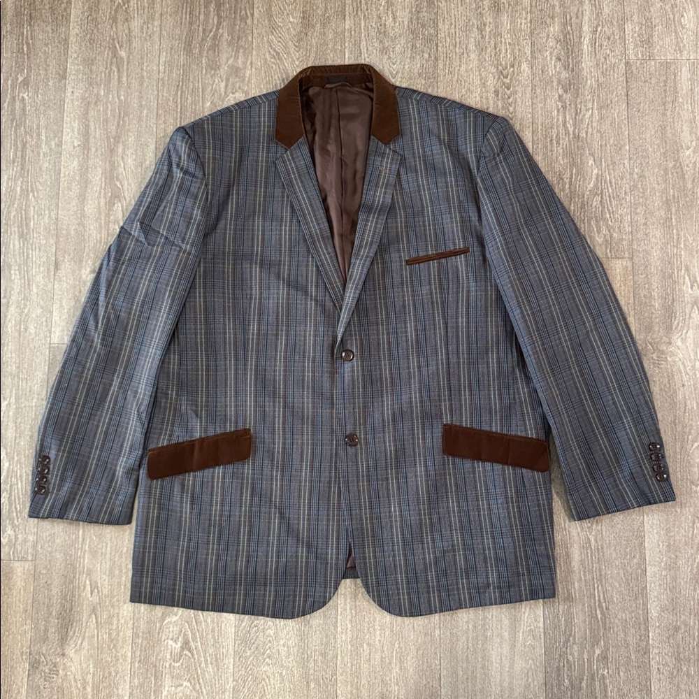 E.J. Samuel Italy men’s plaid blazer sz 52L
